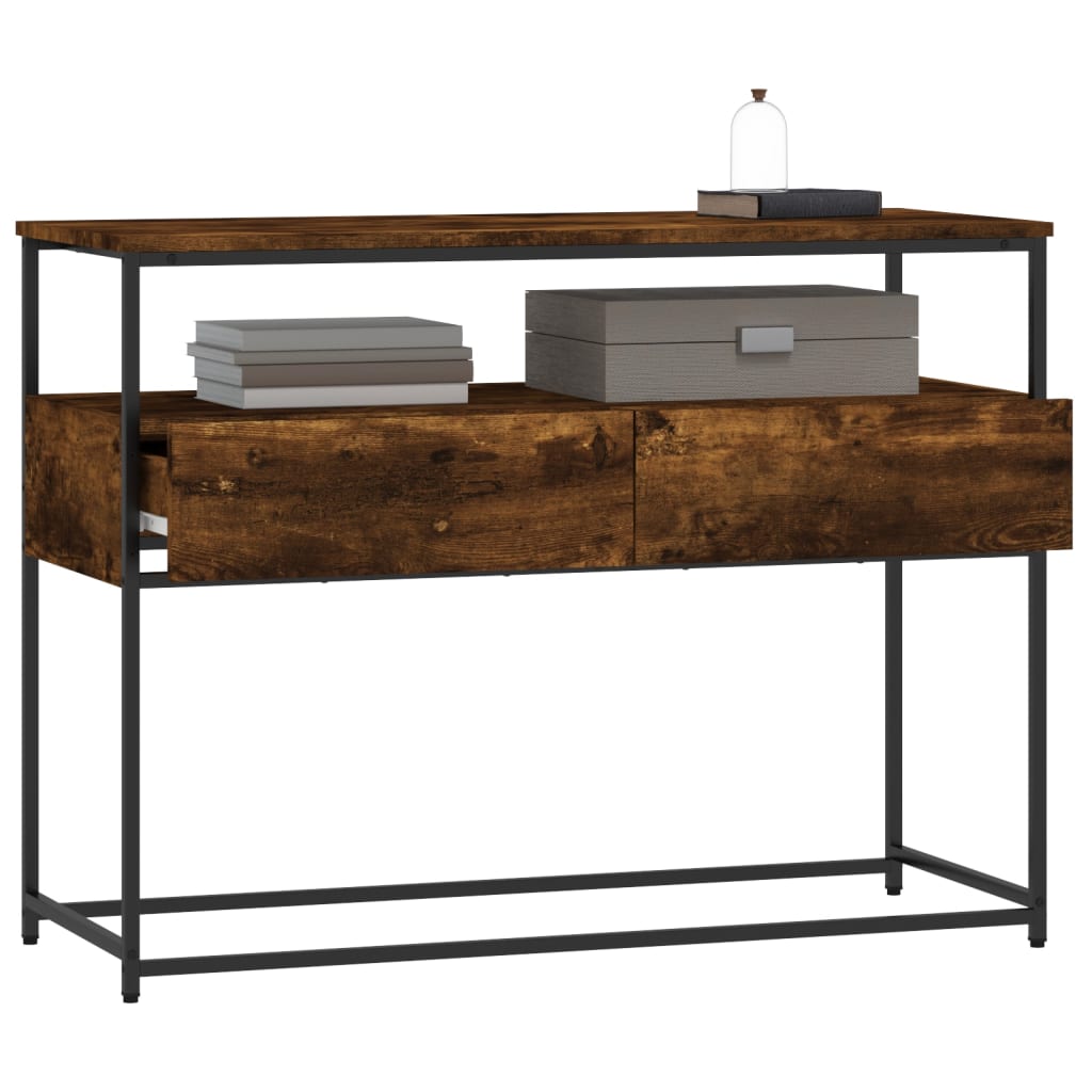 konsolbord 100x40x75 cm konstrueret træ røget egetræsfarve