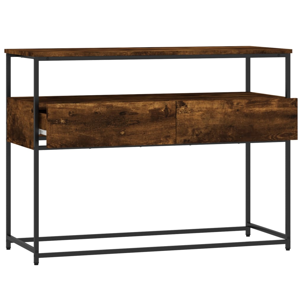 konsolbord 100x40x75 cm konstrueret træ røget egetræsfarve