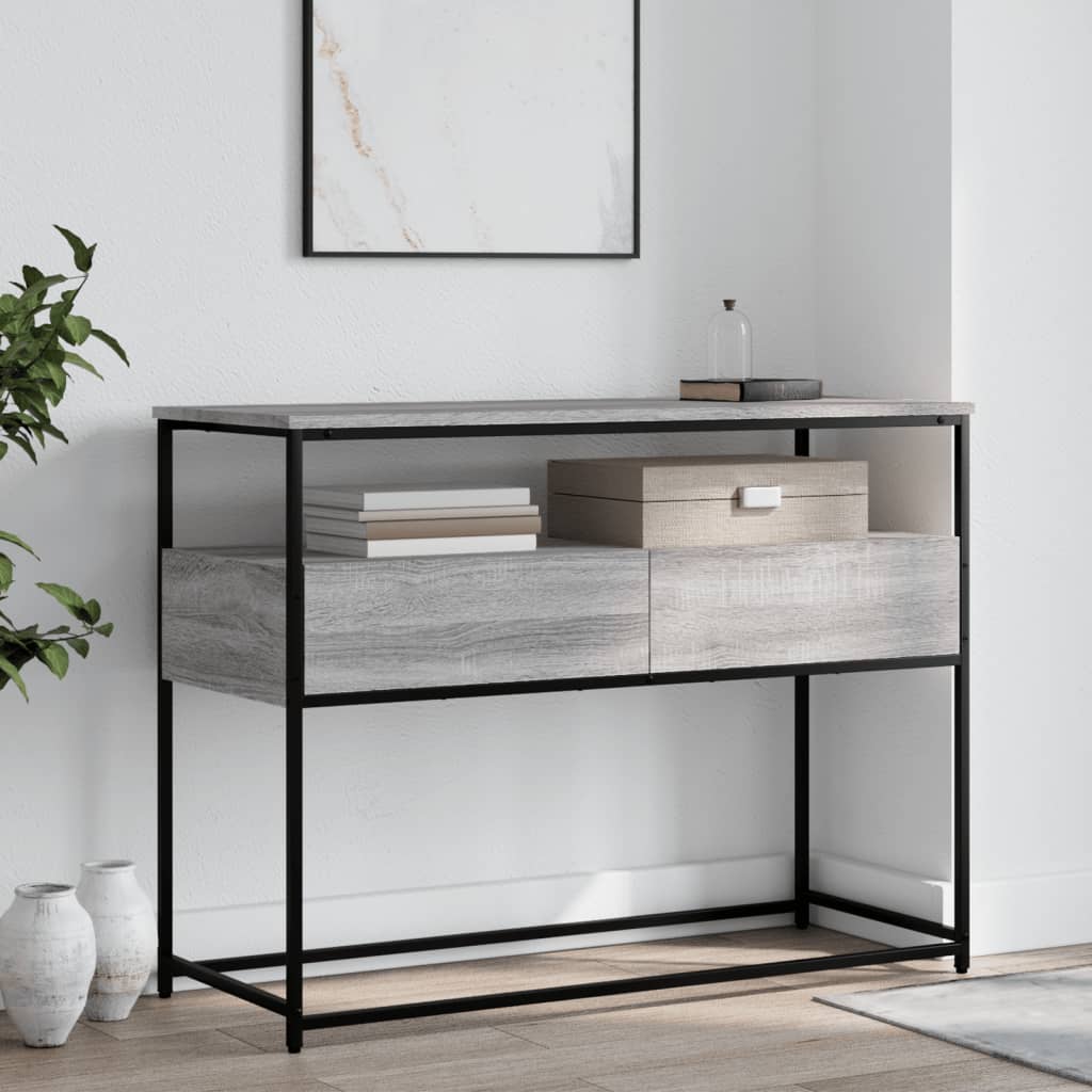 konsolbord 100x40x75 cm konstrueret træ grå sonoma-eg
