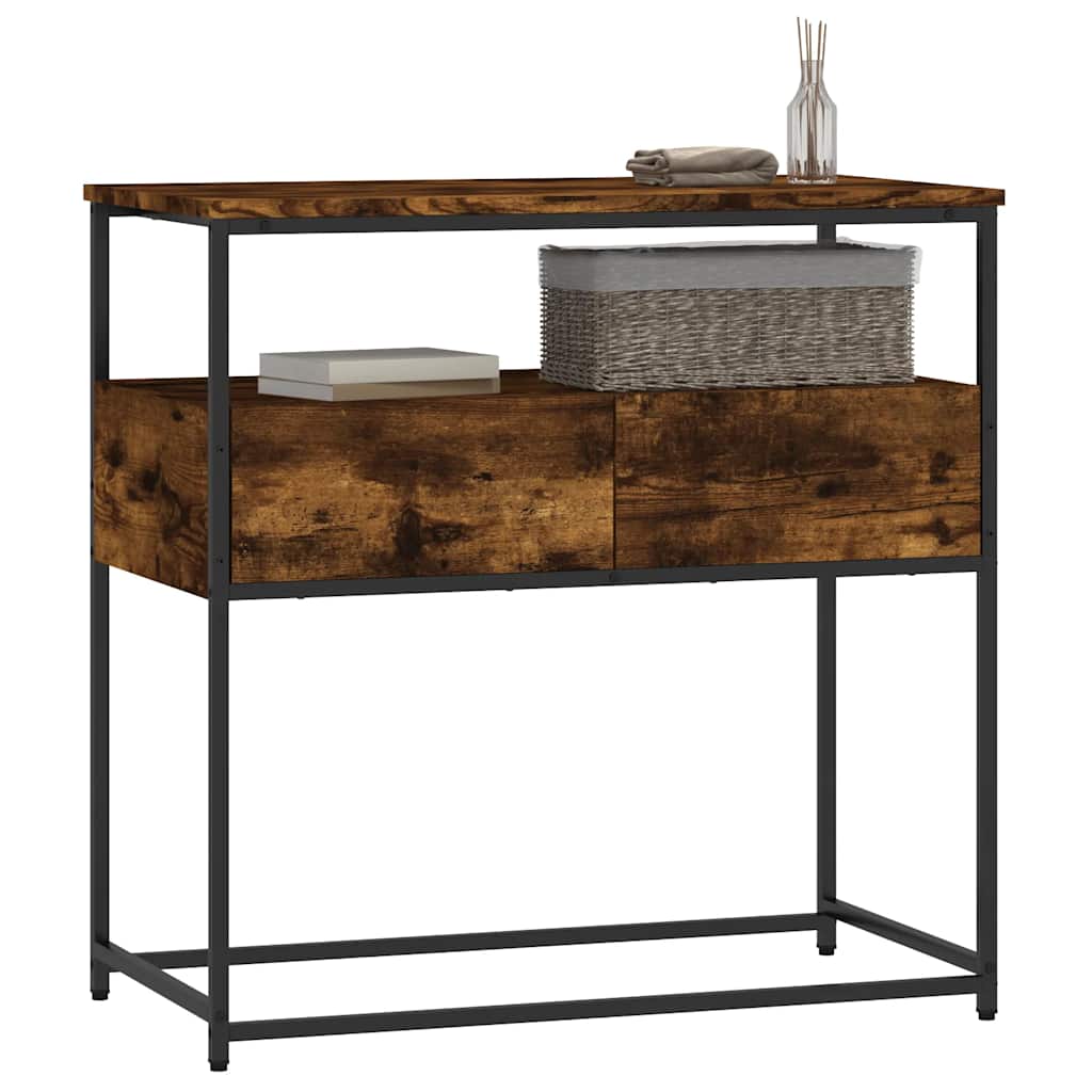 konsolbord 75x40x75 cm konstrueret træ røget egetræsfarve