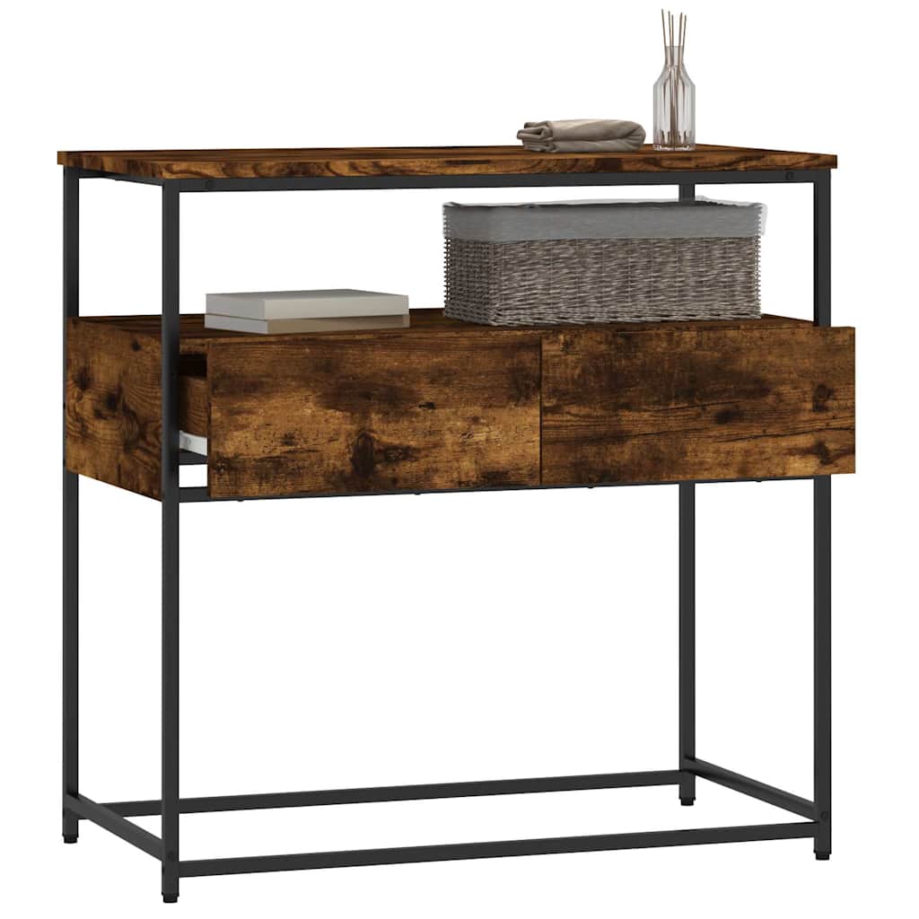 konsolbord 75x40x75 cm konstrueret træ røget egetræsfarve
