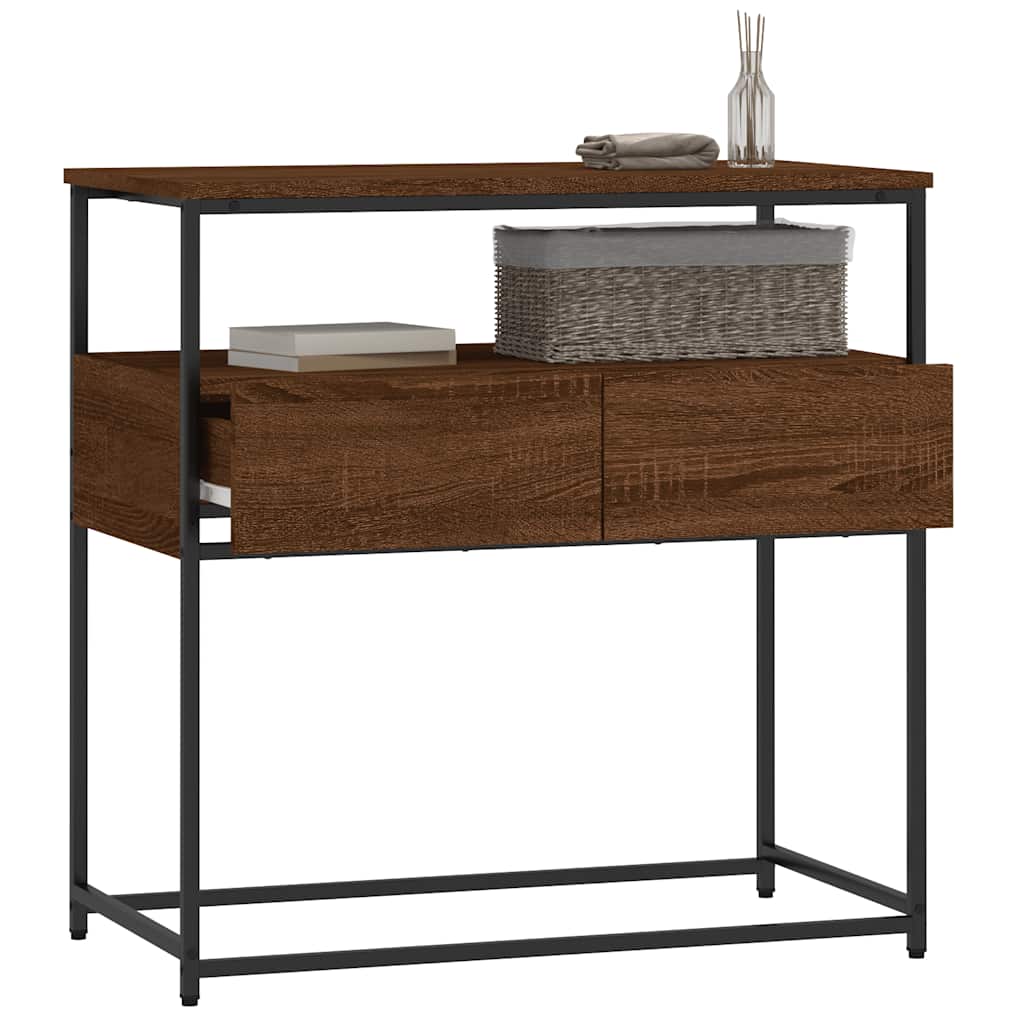 konsolbord 75x40x75 cm konstrueret træ brun egetræsfarve