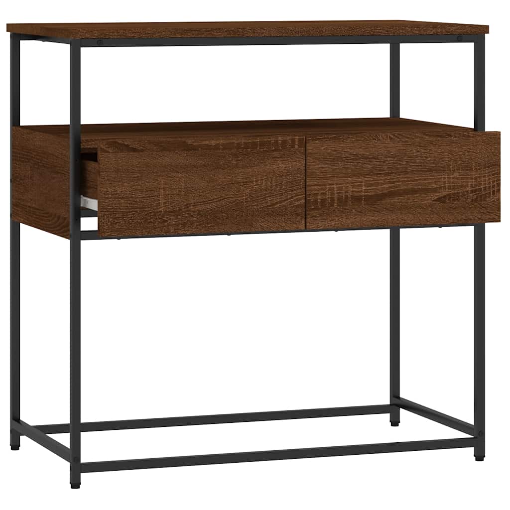 konsolbord 75x40x75 cm konstrueret træ brun egetræsfarve