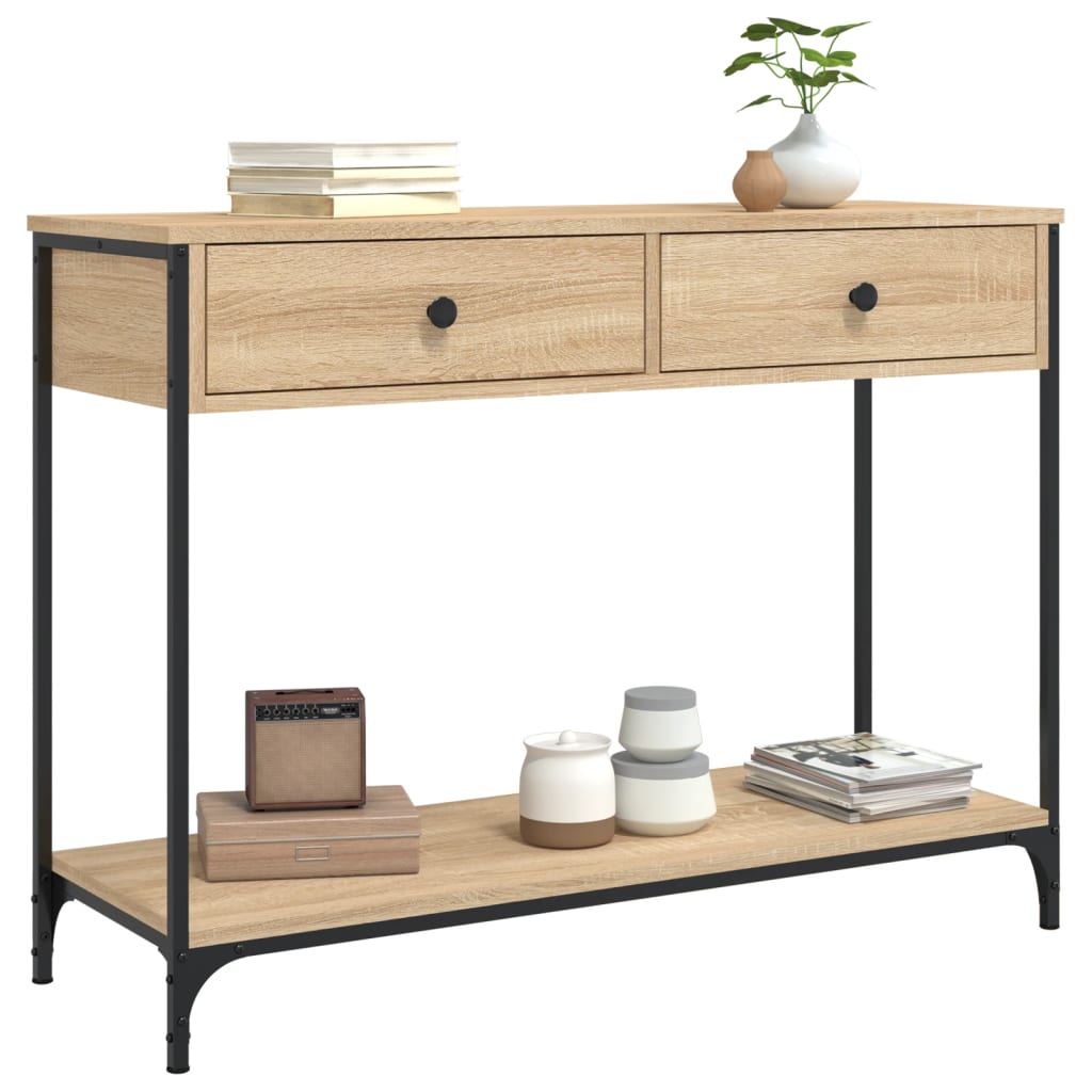 konsolbord 100x34,5x75 cm konstrueret træ sonoma-eg