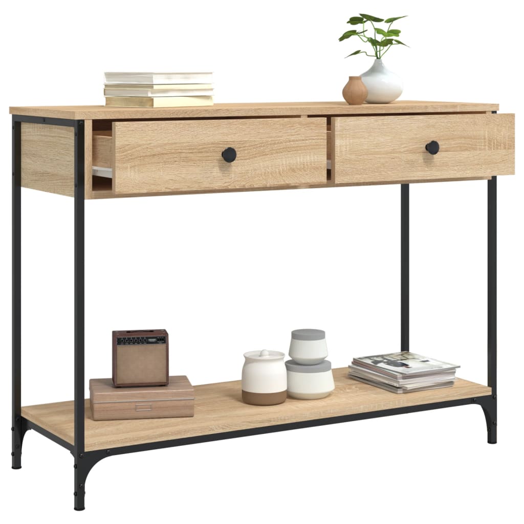 konsolbord 100x34,5x75 cm konstrueret træ sonoma-eg