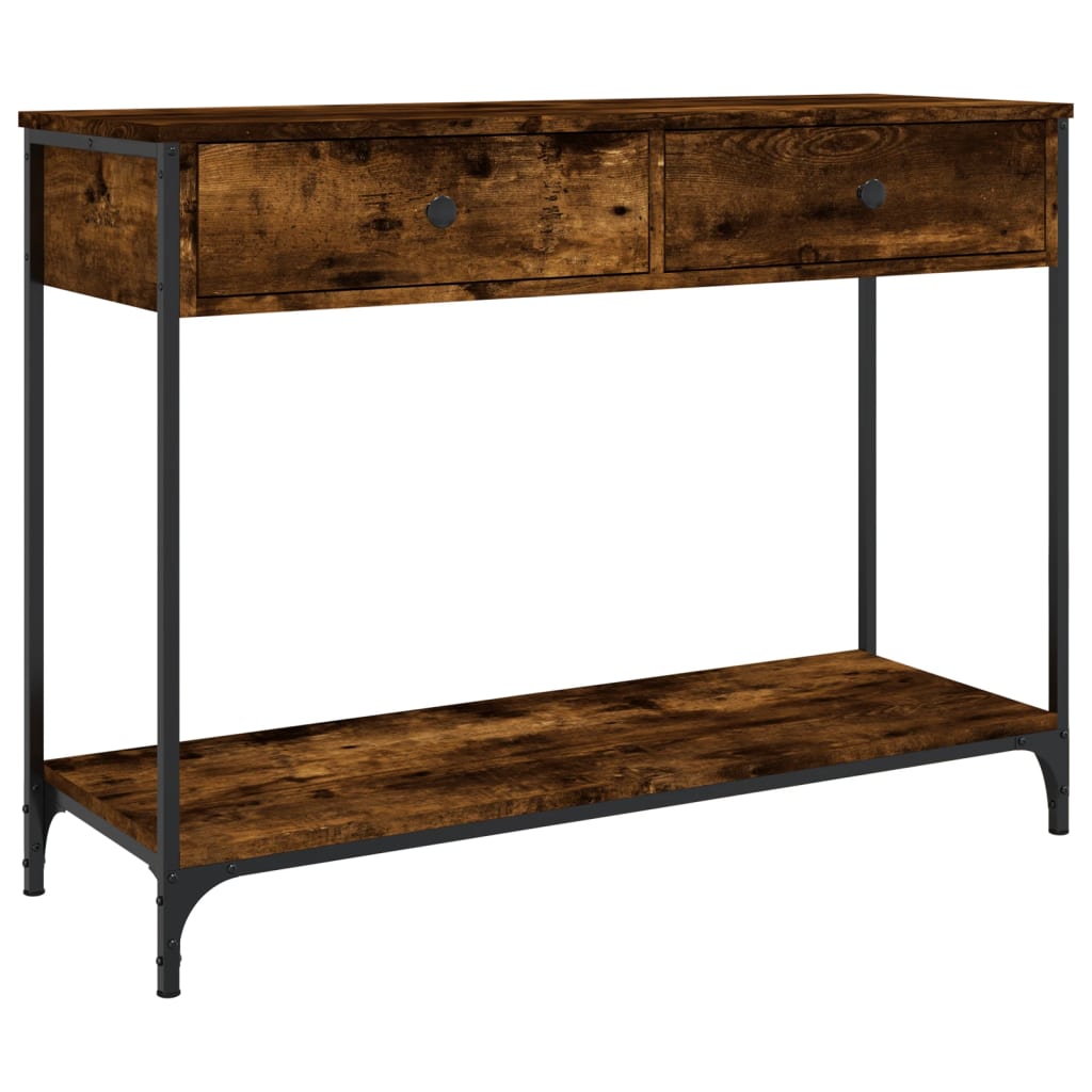 konsolbord 100x34,5x75 cm konstrueret træ røget egetræsfarve