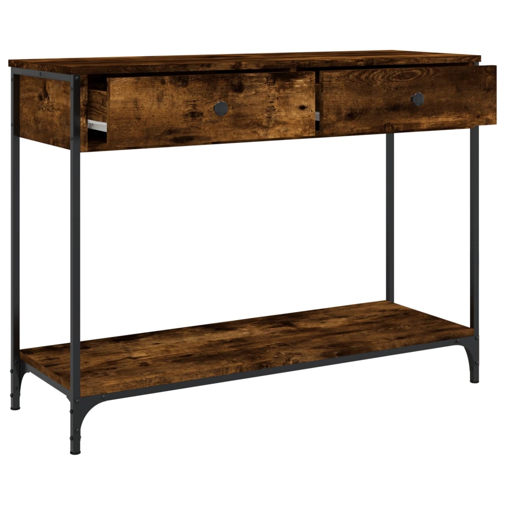 konsolbord 100x34,5x75 cm konstrueret træ røget egetræsfarve