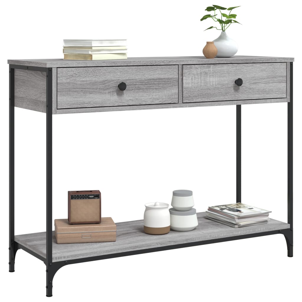 konsolbord 100x34,5x75 cm konstrueret træ grå sonoma-eg