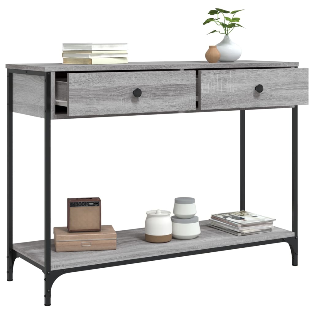 konsolbord 100x34,5x75 cm konstrueret træ grå sonoma-eg
