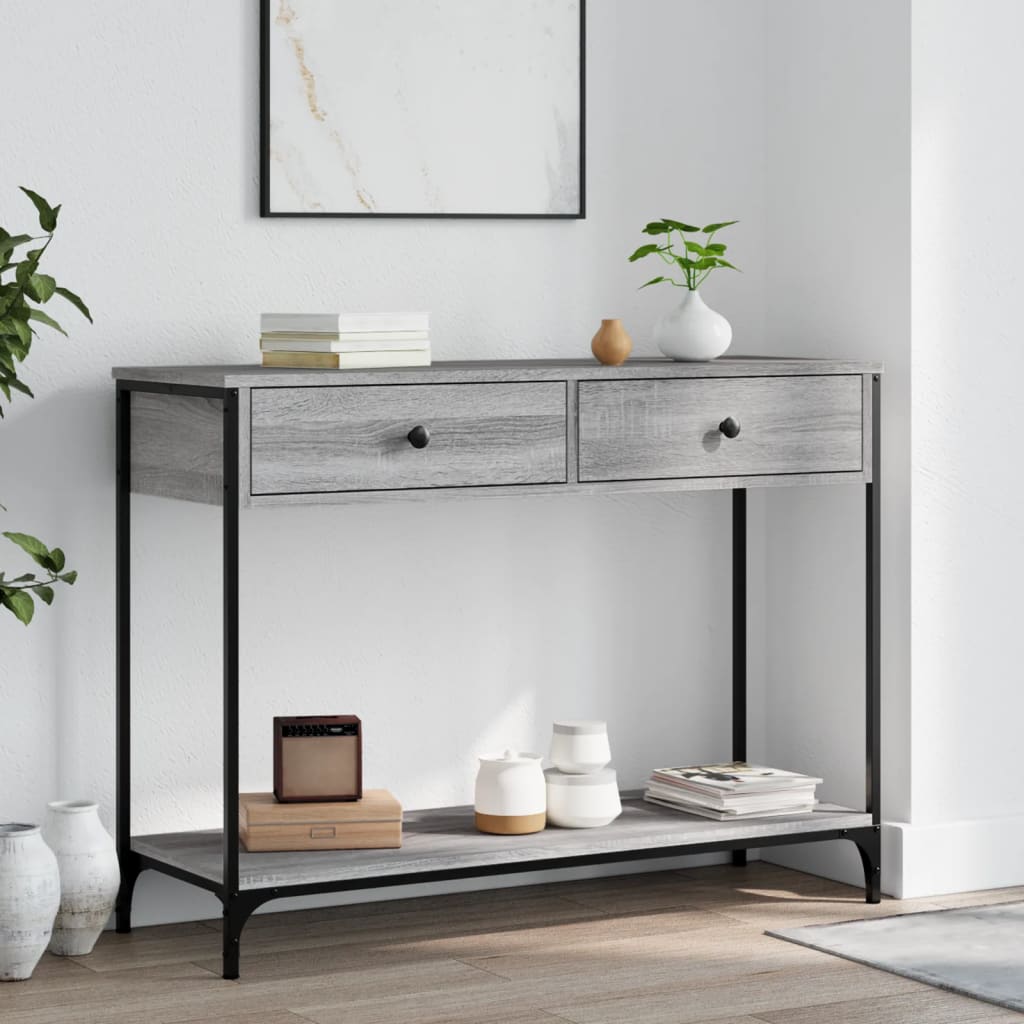 konsolbord 100x34,5x75 cm konstrueret træ grå sonoma-eg