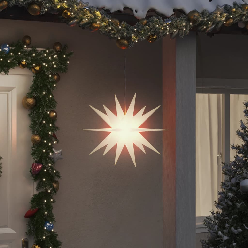 juledekoration med LED-lys foldbar 43 cm hvid