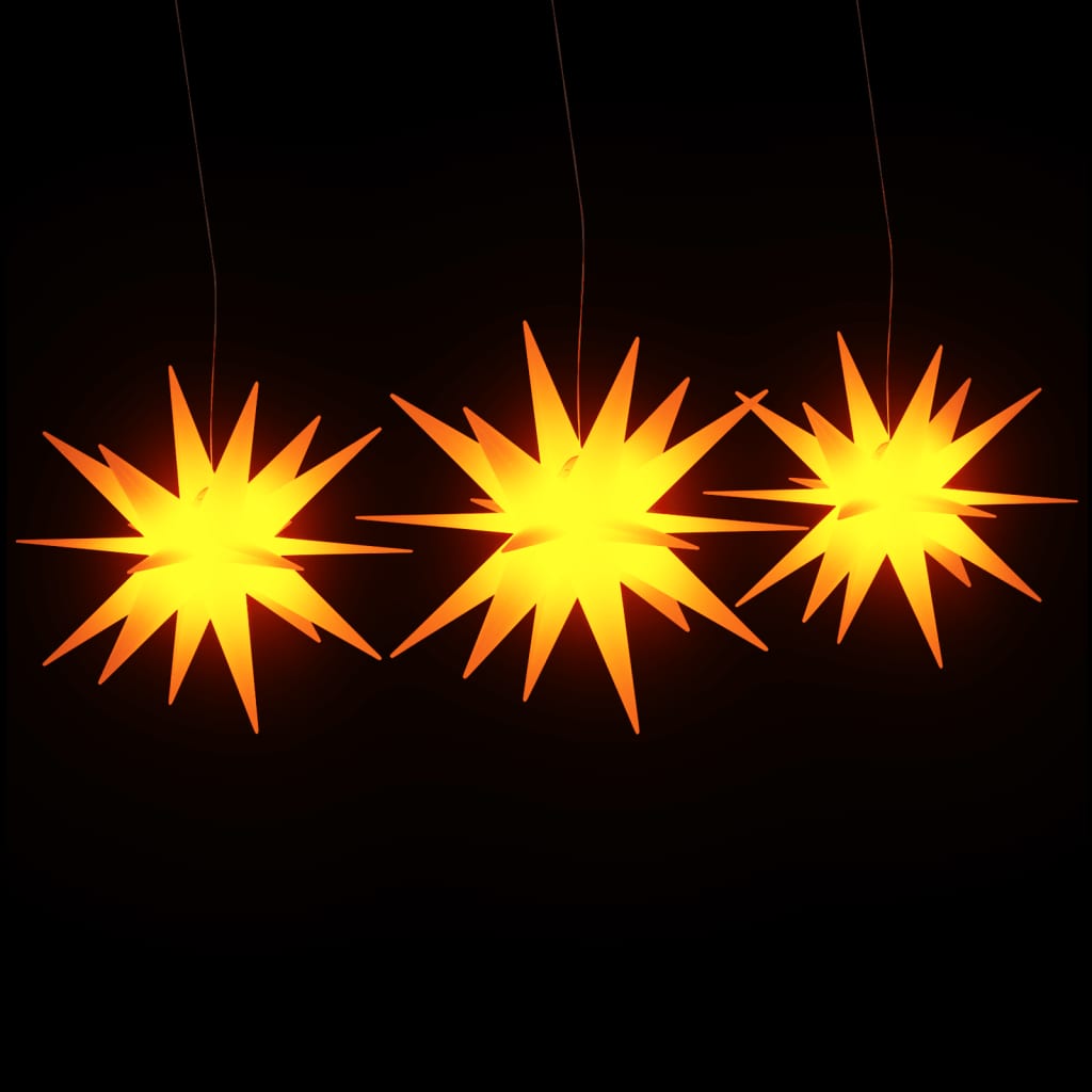 juledekoration med LED-lys 3 stk. foldbar gul
