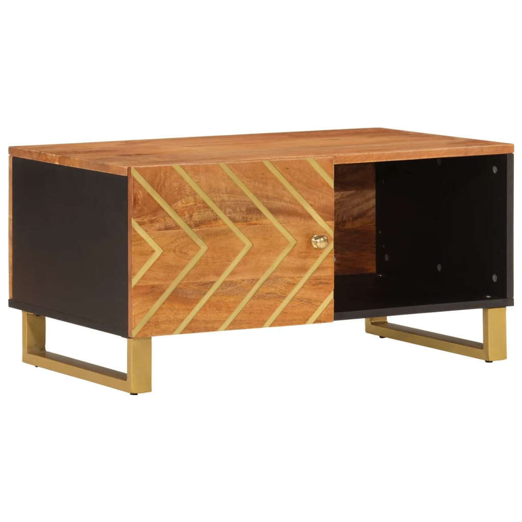 sofabord 80x50x40 cm massivt mangotræ brun og sort