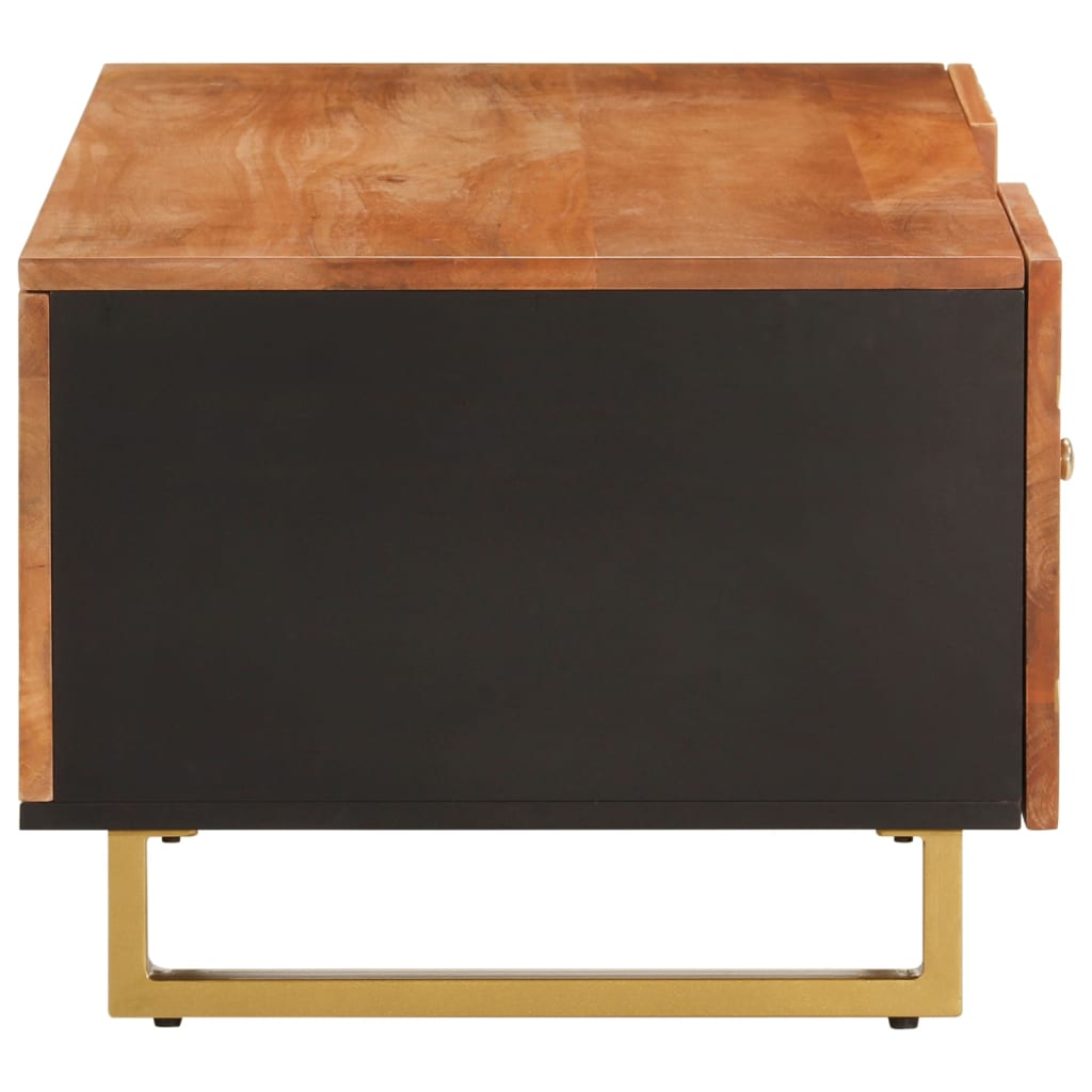 sofabord 100x54x40 cm massivt mangotræ brun og sort