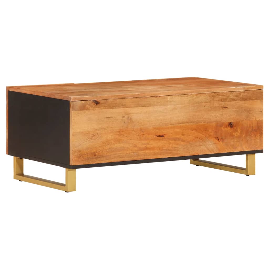 sofabord 100x54x40 cm massivt mangotræ brun og sort