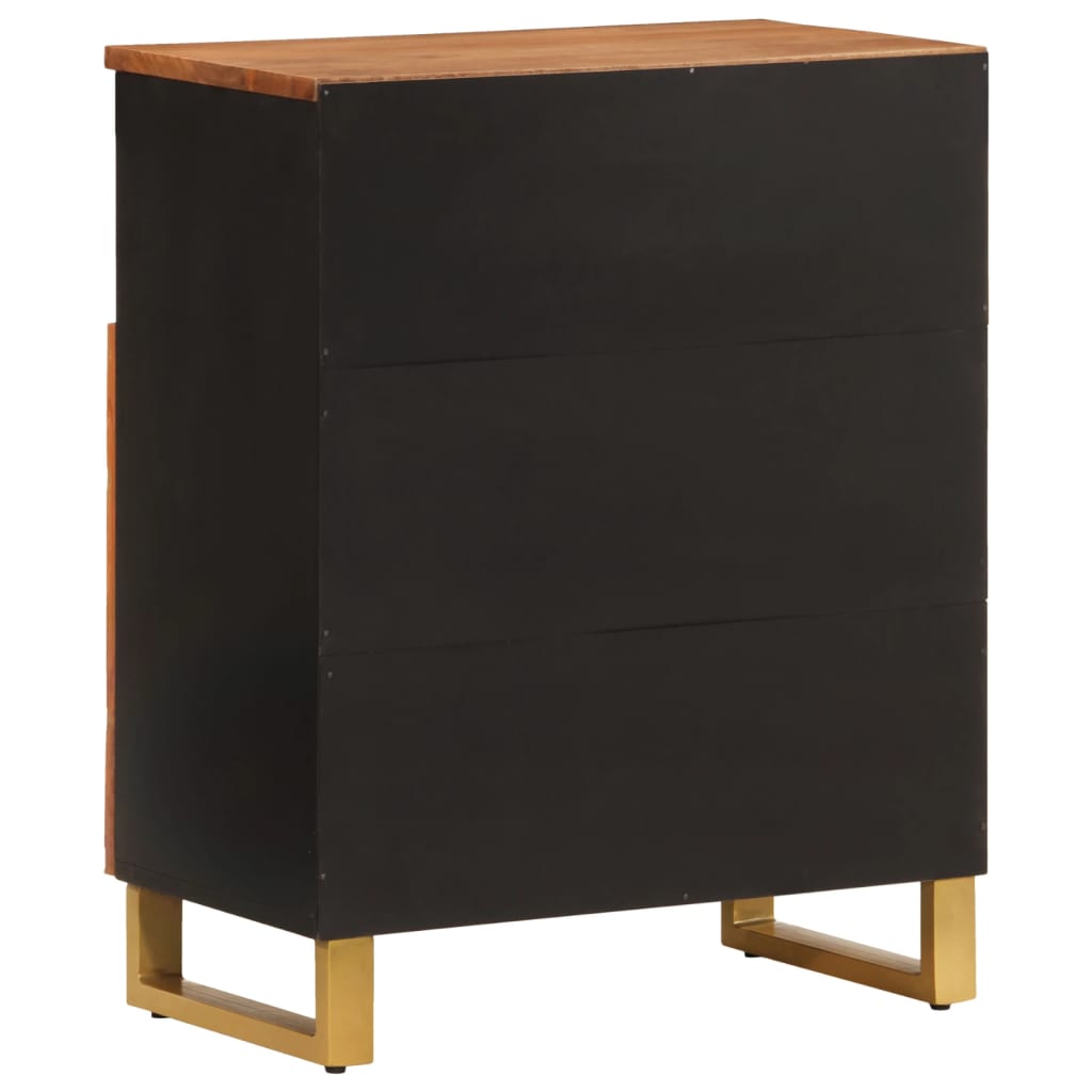 skænk 60x33,5x75 cm massivt mangotræ brun og sort