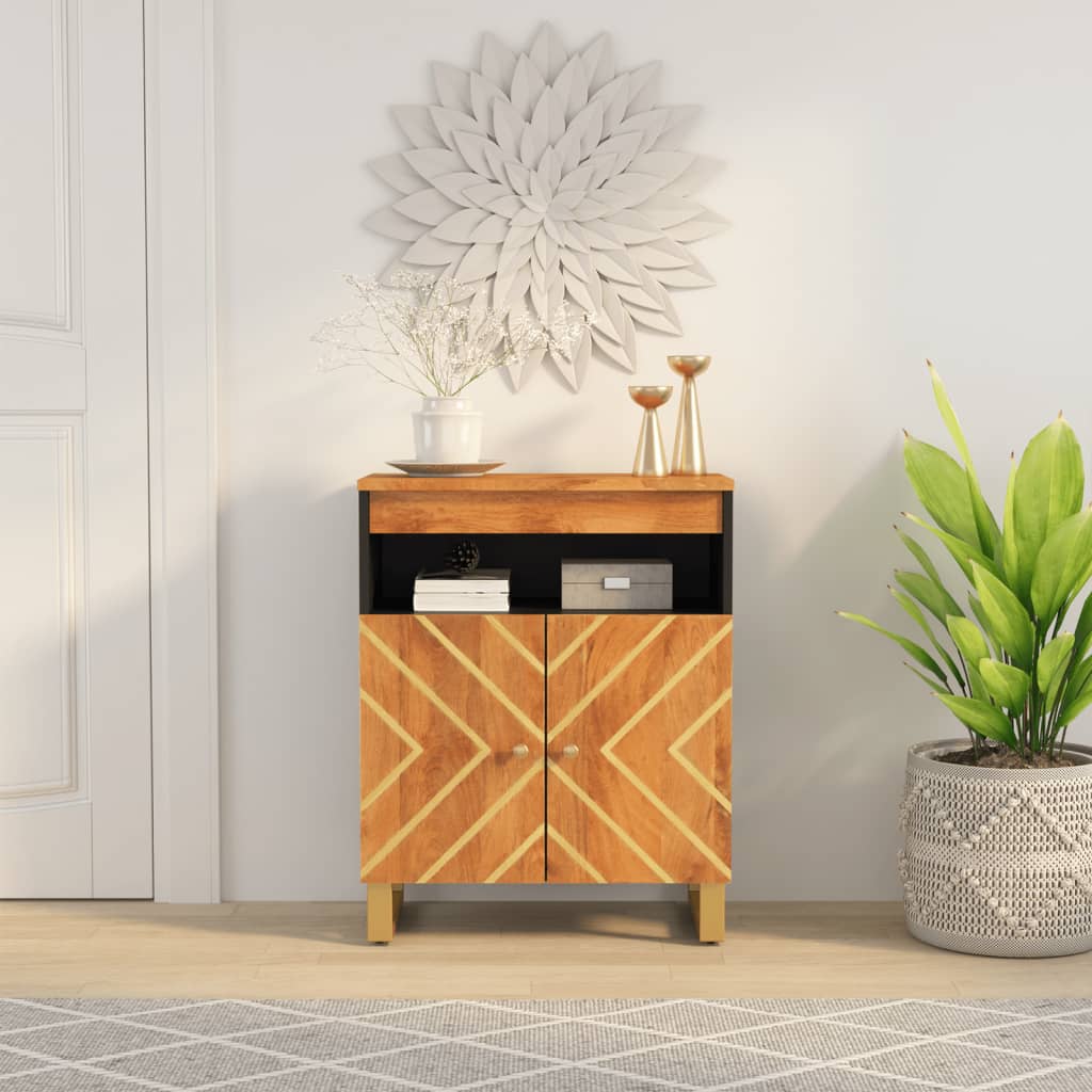 skænk 60x33,5x75 cm massivt mangotræ brun og sort