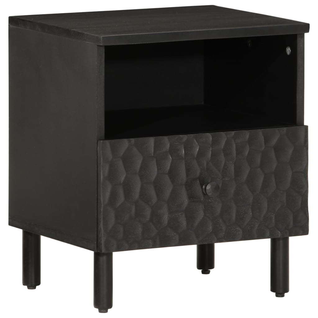 sengeborde 2 stk. 40x33x46 cm massivt mangotræ sort