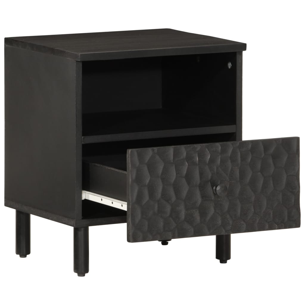sengeborde 2 stk. 40x33x46 cm massivt mangotræ sort