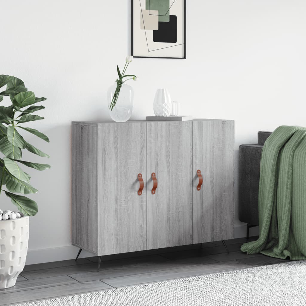 skab 90x34x80 cm konstrueret træ grå sonoma-eg