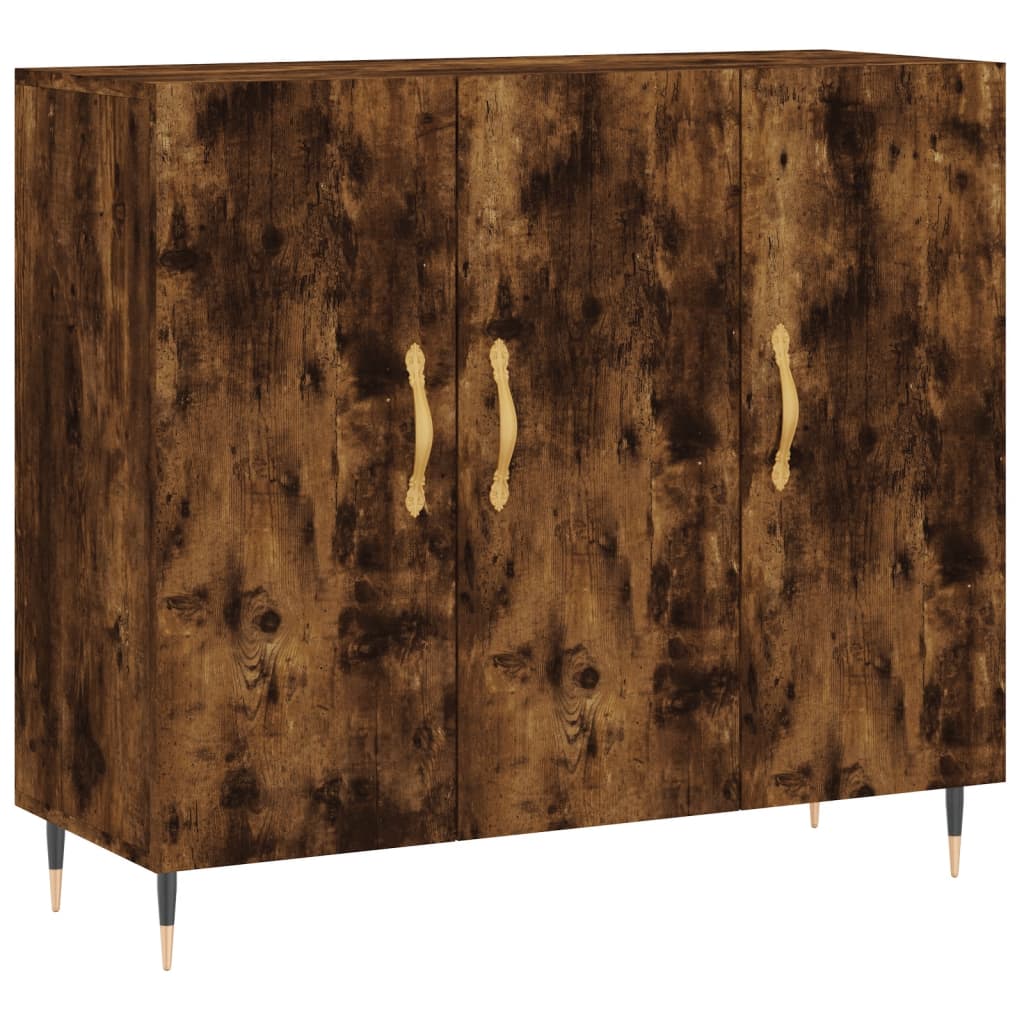 skab 90x34x80 cm konstrueret træ røget egetræsfarve