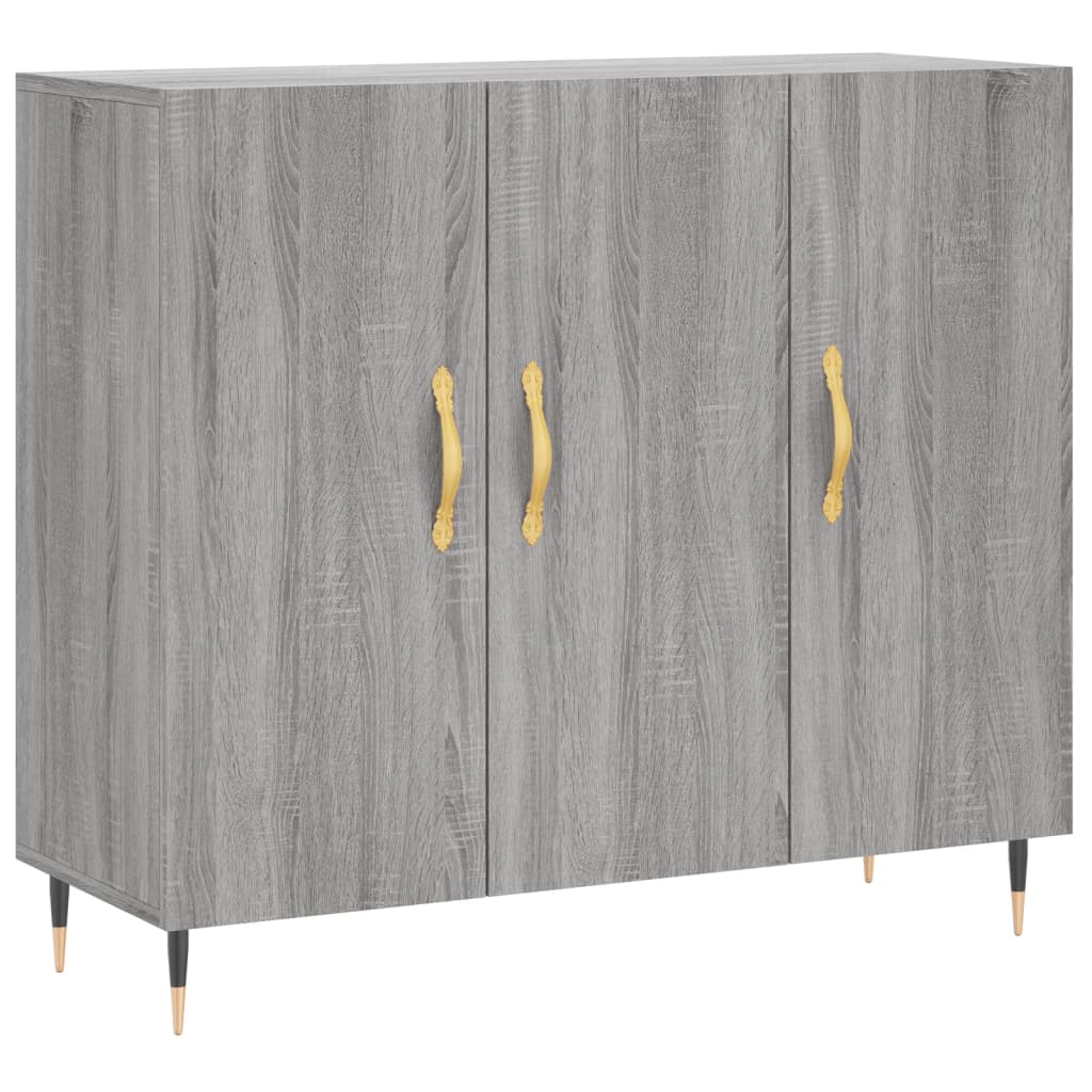 skab 90x34x80 cm konstrueret træ grå sonoma-eg