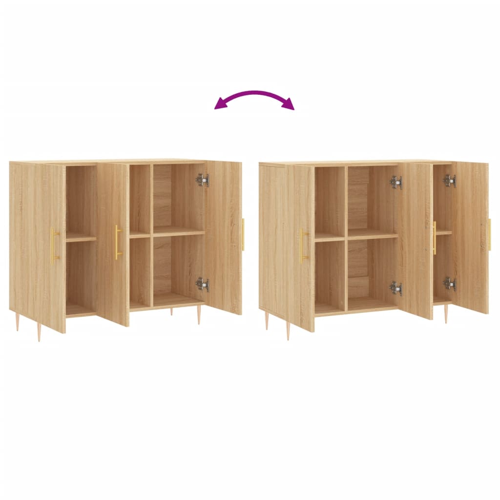 skab 90x34x80 cm konstrueret træ røget egetræsfarve