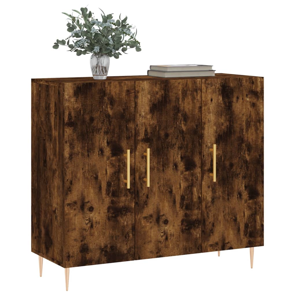 skab 90x34x80 cm konstrueret træ røget egetræsfarve