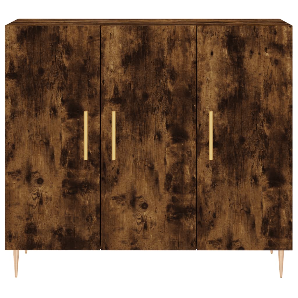 skab 90x34x80 cm konstrueret træ røget egetræsfarve