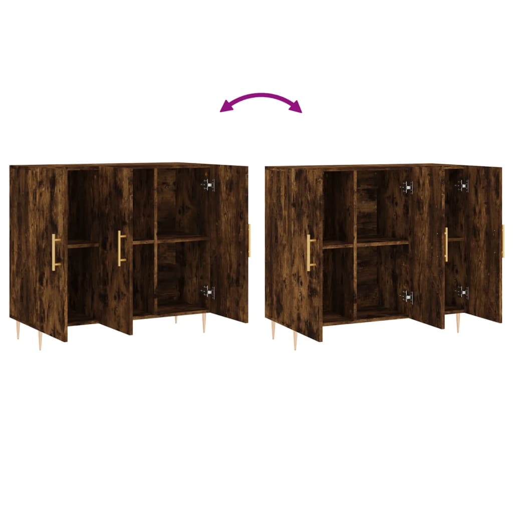skab 90x34x80 cm konstrueret træ røget egetræsfarve