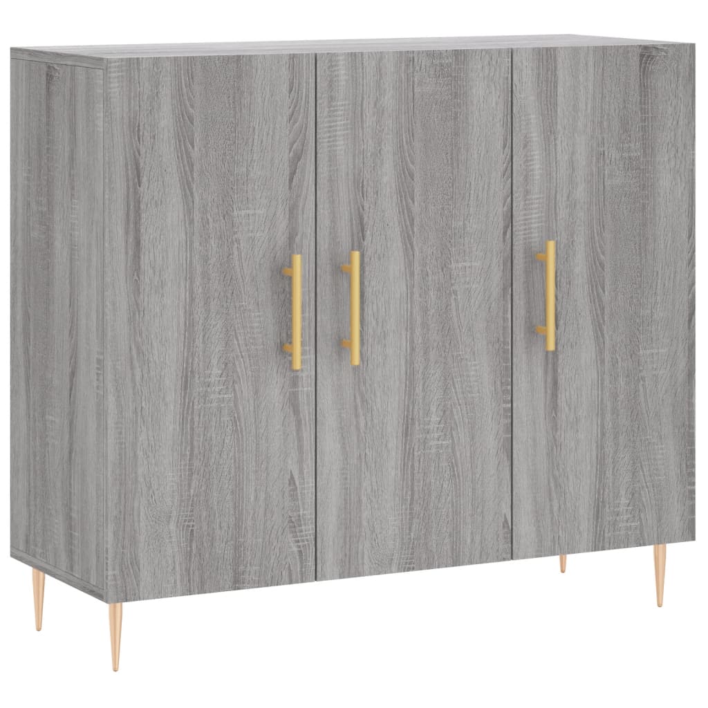 skab 90x34x80 cm konstrueret træ grå sonoma-eg