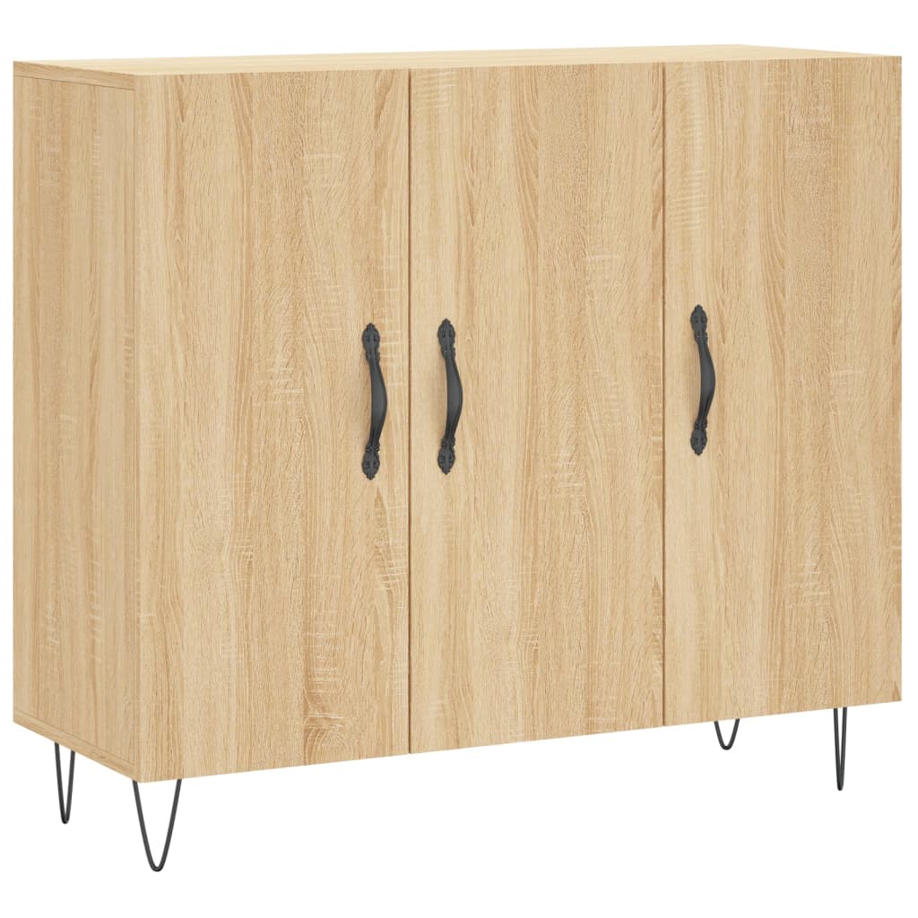 skab 90x34x80 cm konstrueret træ røget egetræsfarve