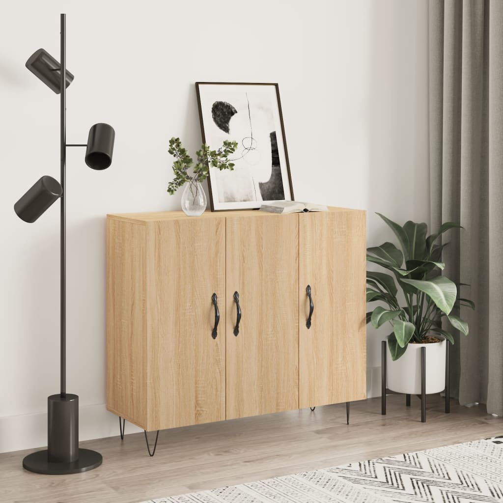 skab 90x34x80 cm konstrueret træ røget egetræsfarve