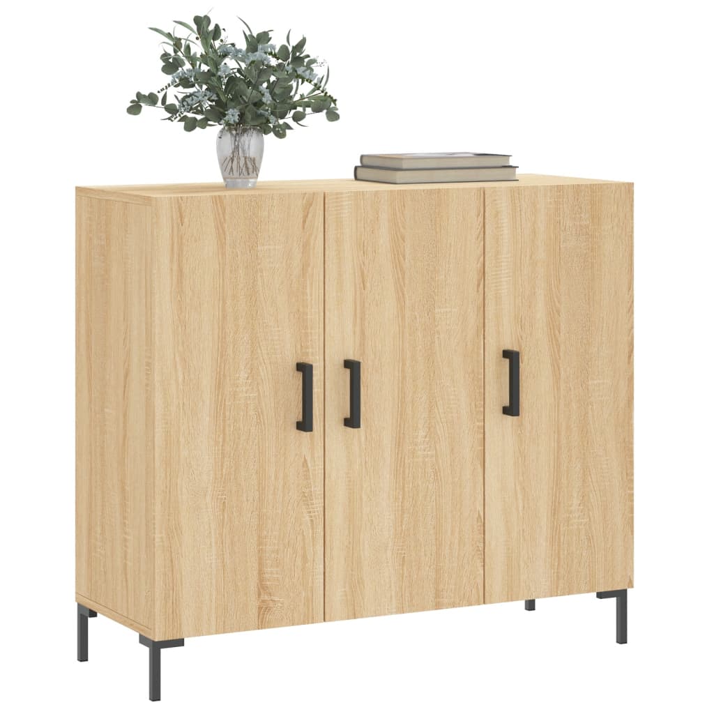 skab 90x34x80 cm konstrueret træ røget egetræsfarve