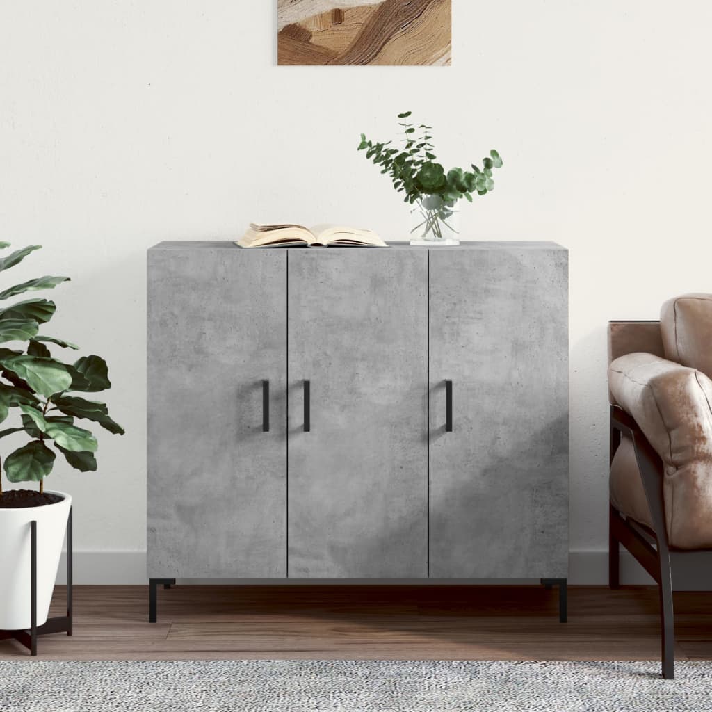 skab 90x34x80 cm konstrueret træ betongrå
