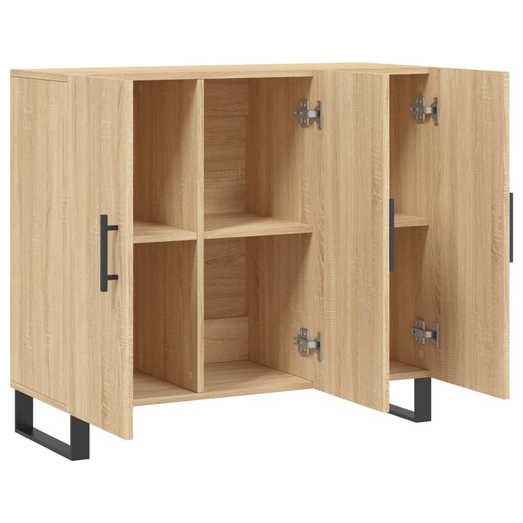 skab 90x34x80 cm konstrueret træ røget egetræsfarve