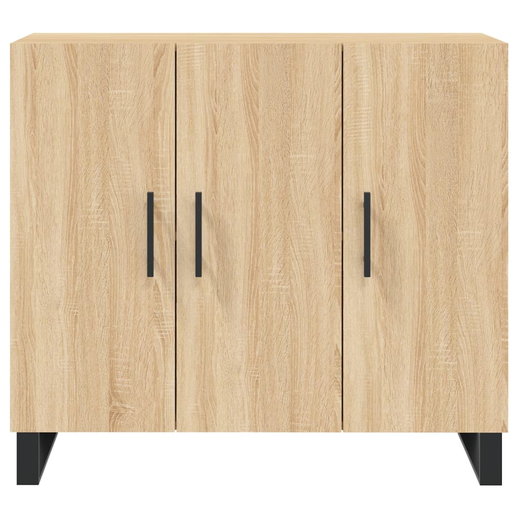 skab 90x34x80 cm konstrueret træ røget egetræsfarve
