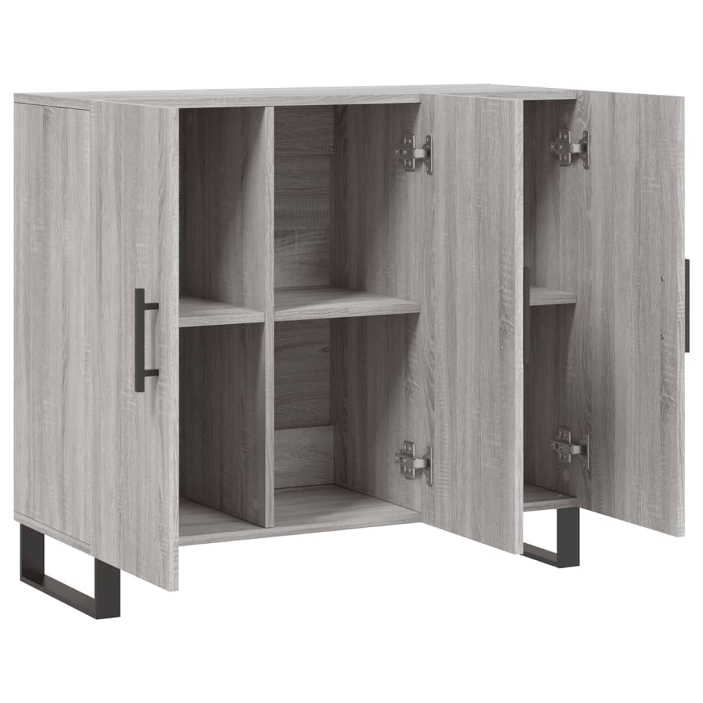 skab 90x34x80 cm konstrueret træ grå sonoma-eg