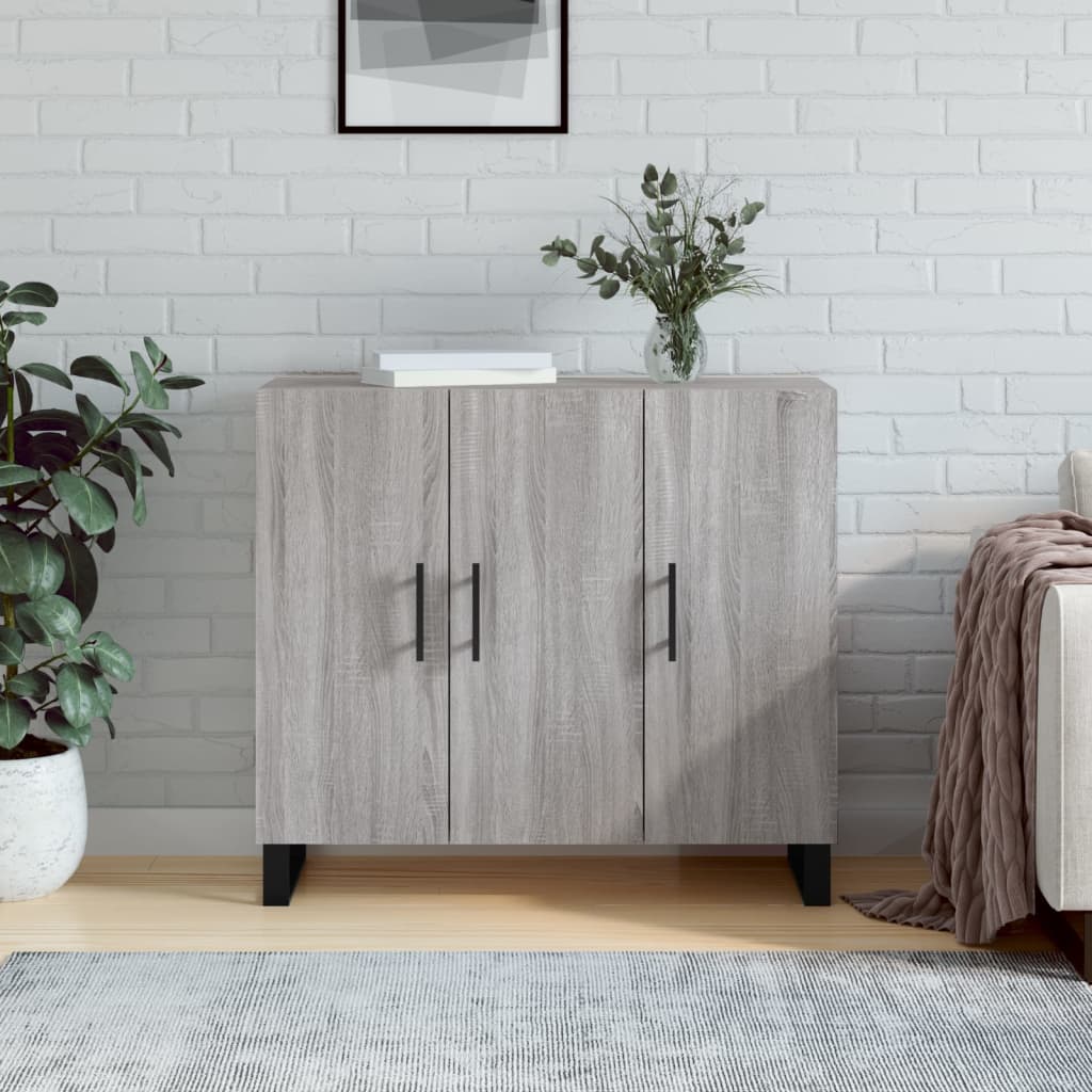 skab 90x34x80 cm konstrueret træ grå sonoma-eg