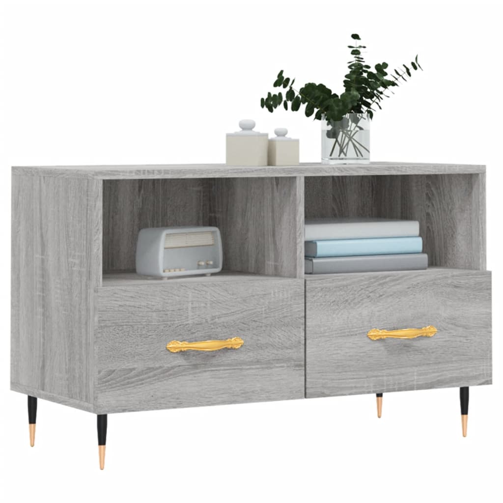 tv-bord 80x36x50 cm konstrueret træ grå sonoma-eg