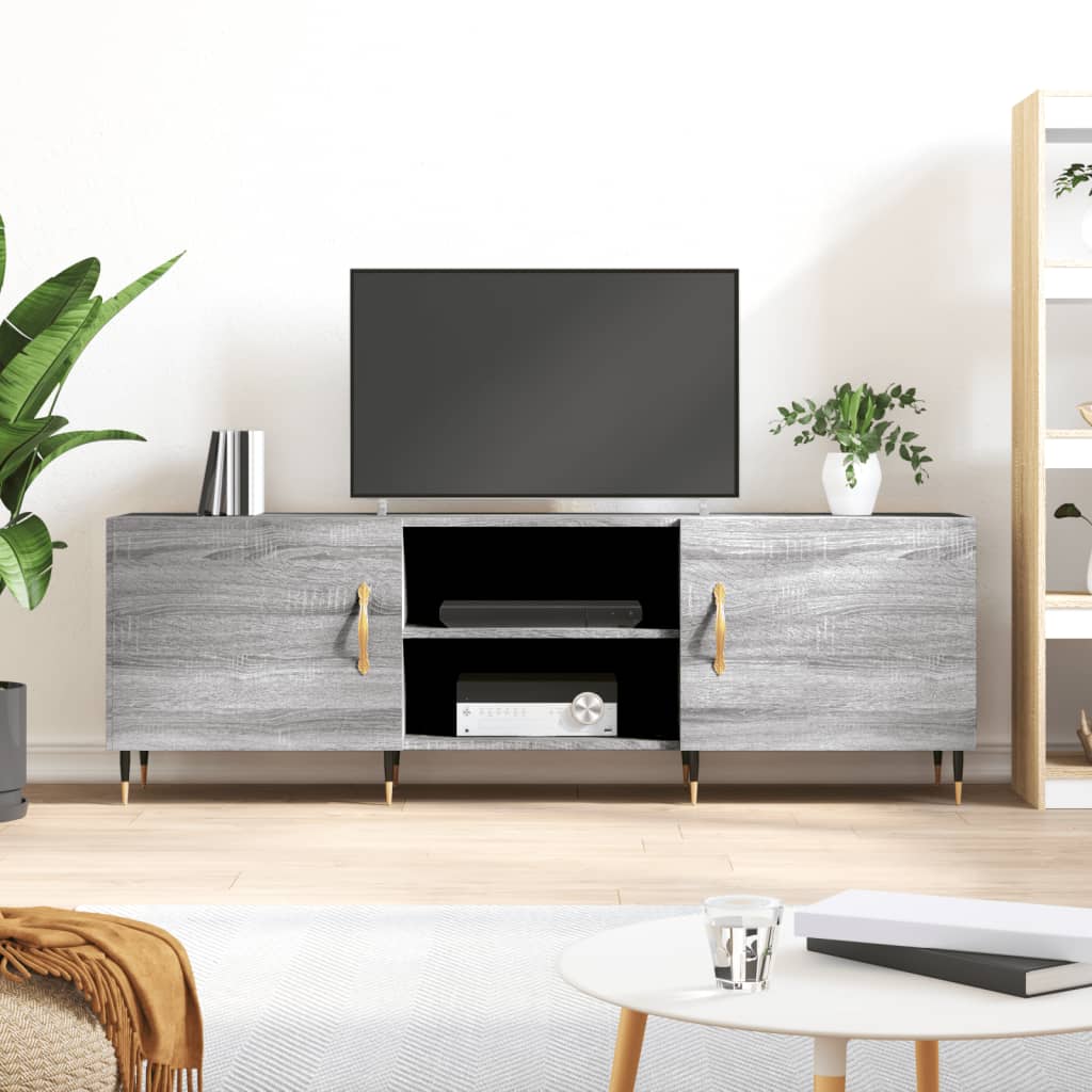 tv-bord 150x30x50 cm konstrueret træ grå sonoma-eg