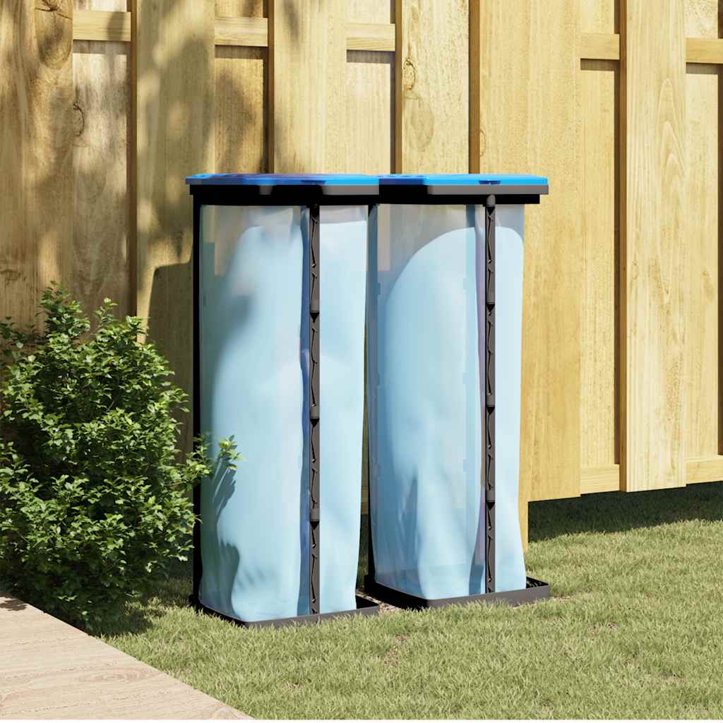 Affaldsposeholdere 2 stk. 120 l - PP, sort/blå