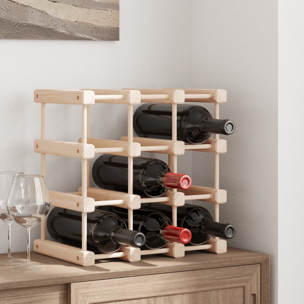 vinreol til 12 flasker 36x23x36 cm massivt fyrretræ
