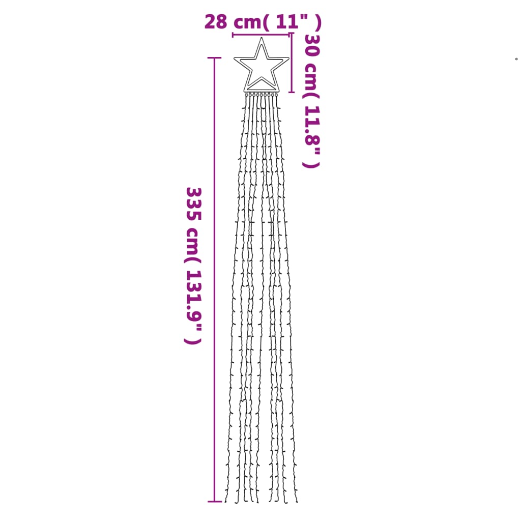 juletræslys 320 LED'er 375 cm varmt hvidt lys