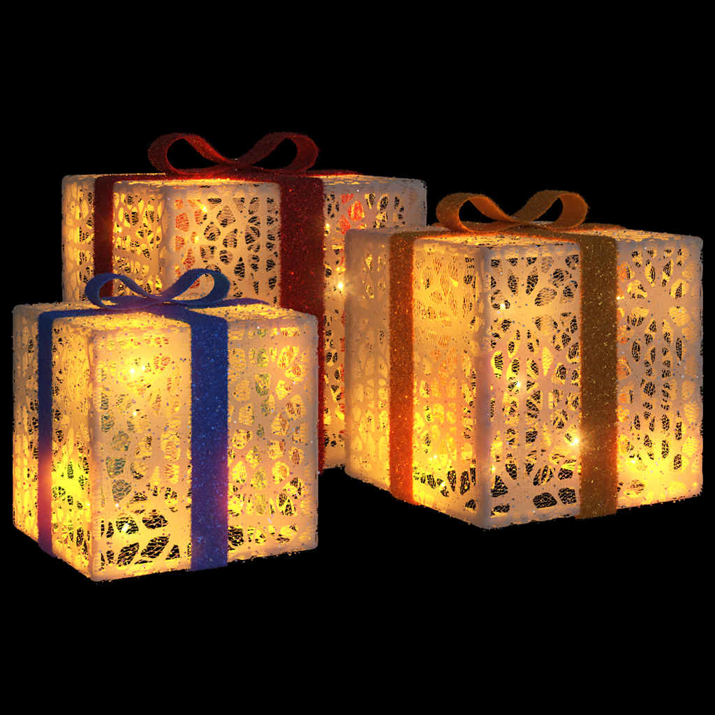 lysende julegaver 3 stk. 64 LED'er varmt hvidt lys