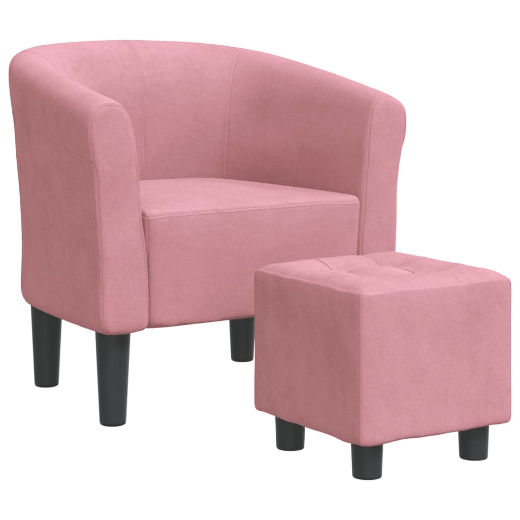 lænestol med fodskammel velour pink