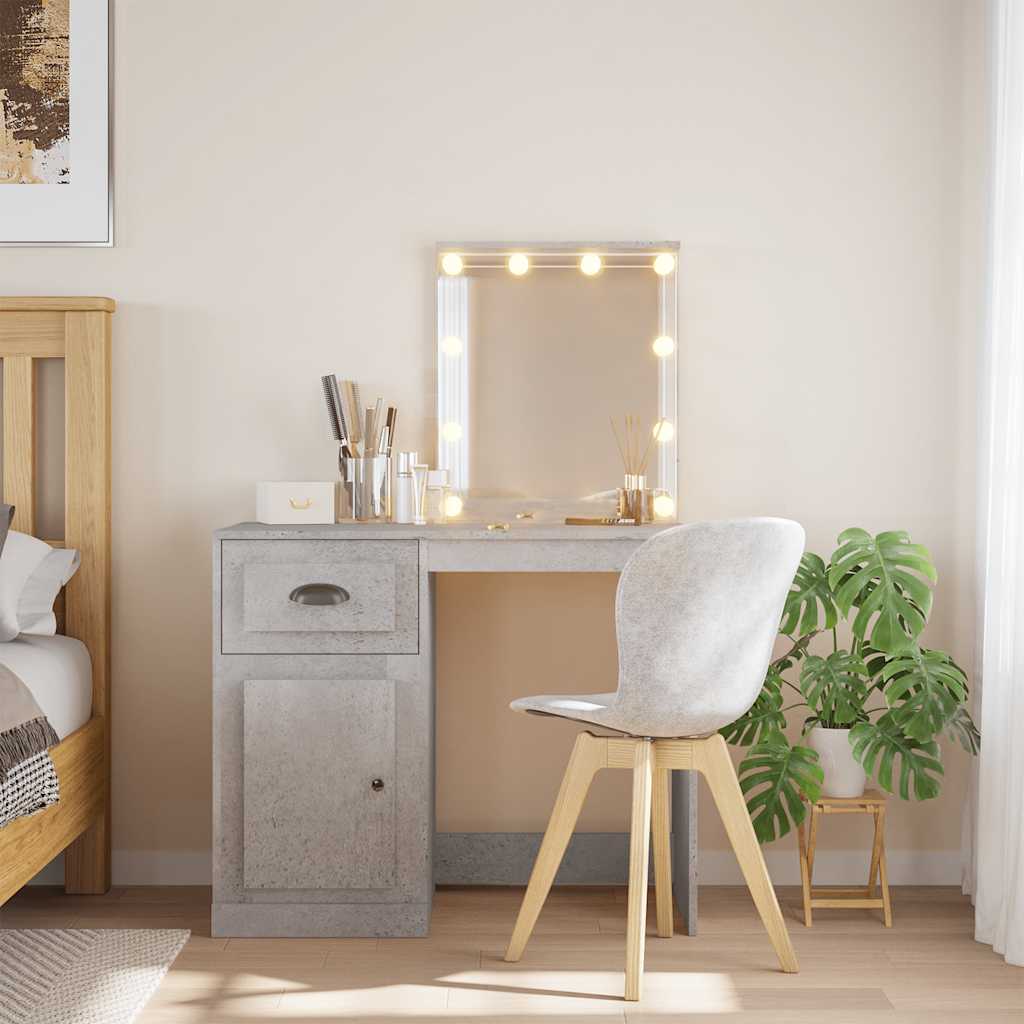 makeupbord med LED-lys 90x42x132,5 cm betongrå billede