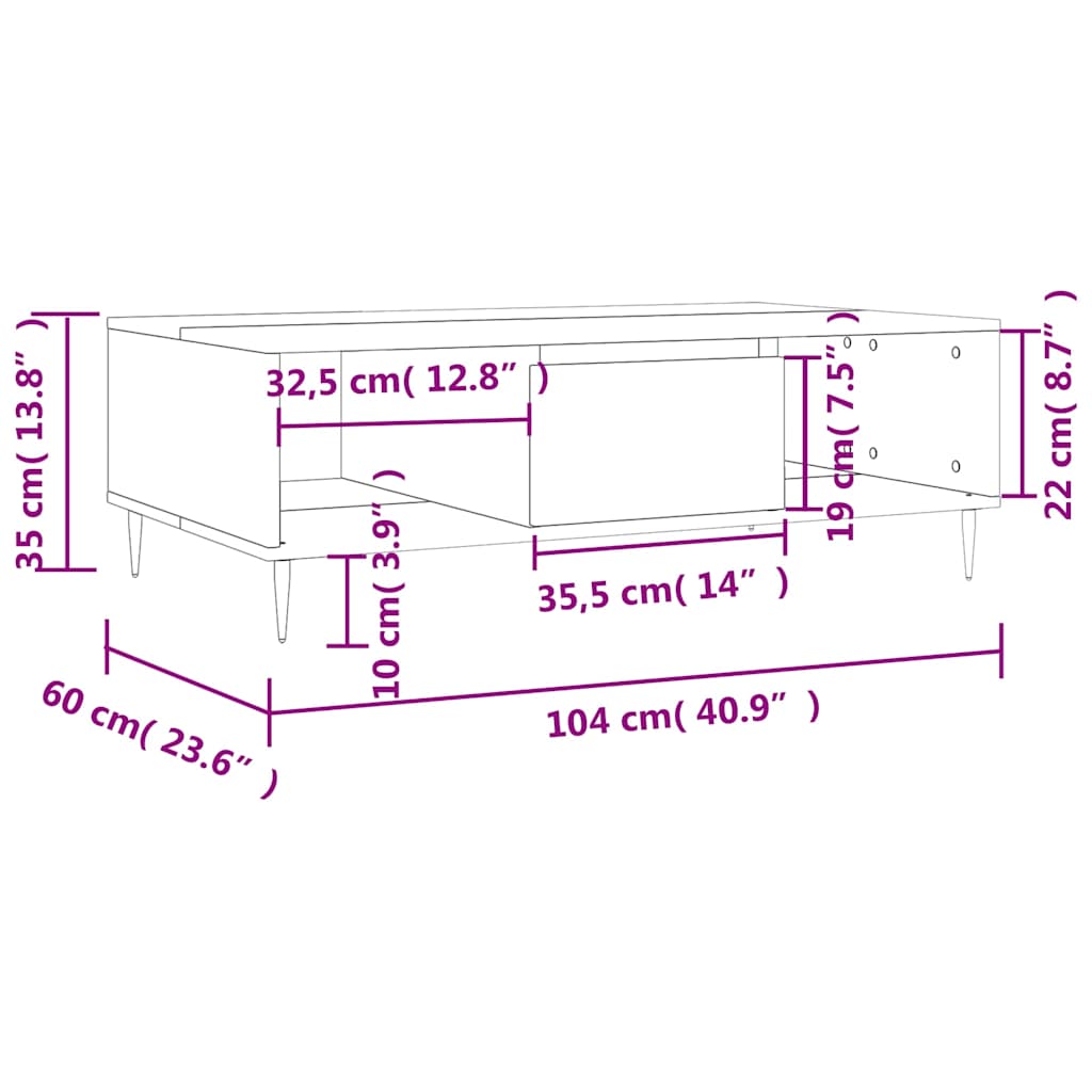 sofabord 104x60x35 cm konstrueret træ betongrå