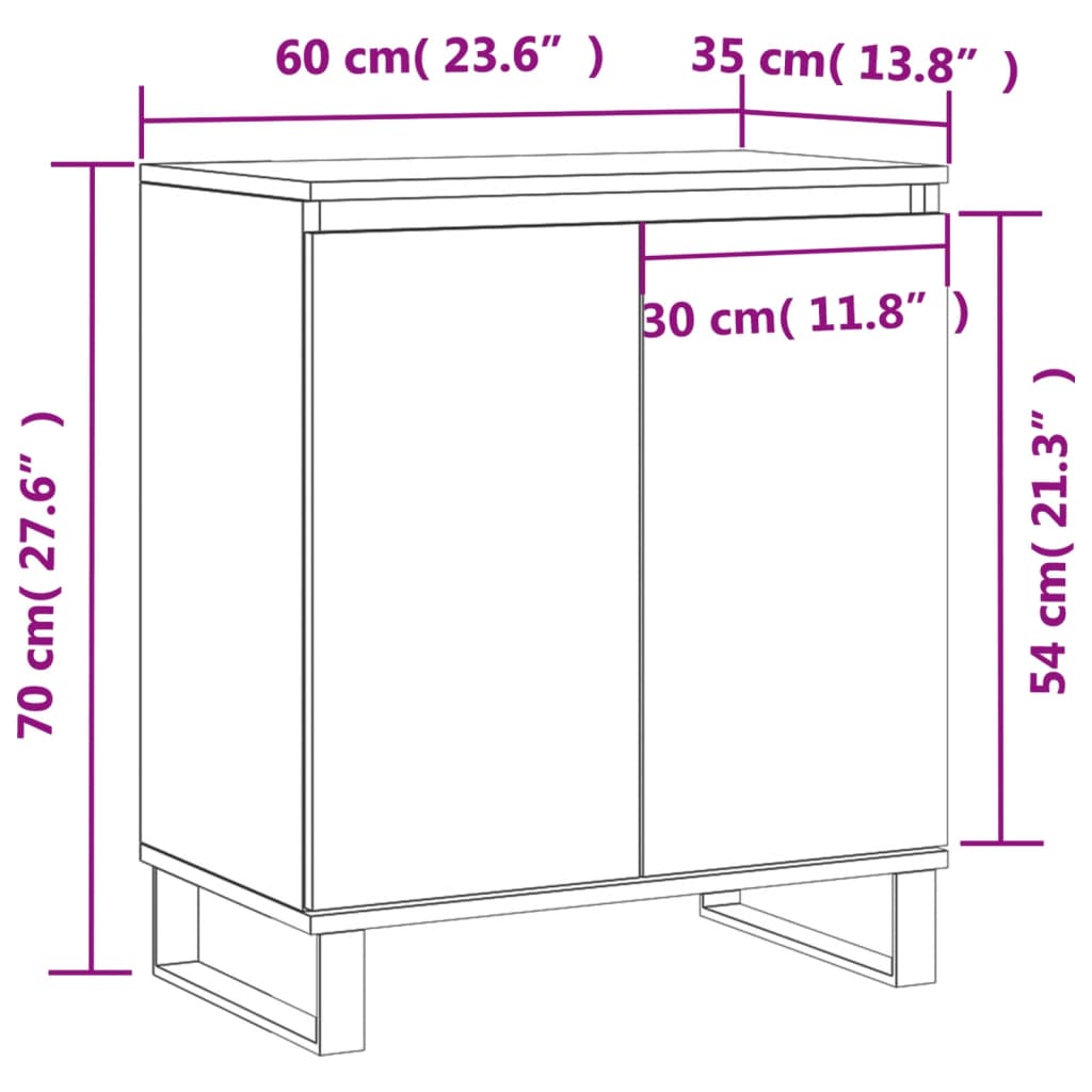 skænk 60x35x70 cm konstrueret træ betongrå