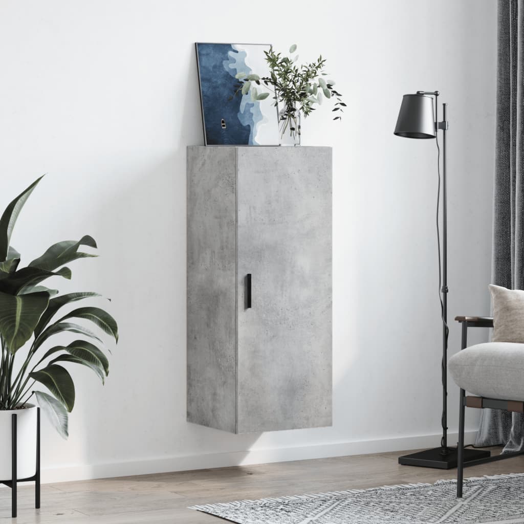 vægskab 34,5x34x90 cm konstrueret træ betongrå